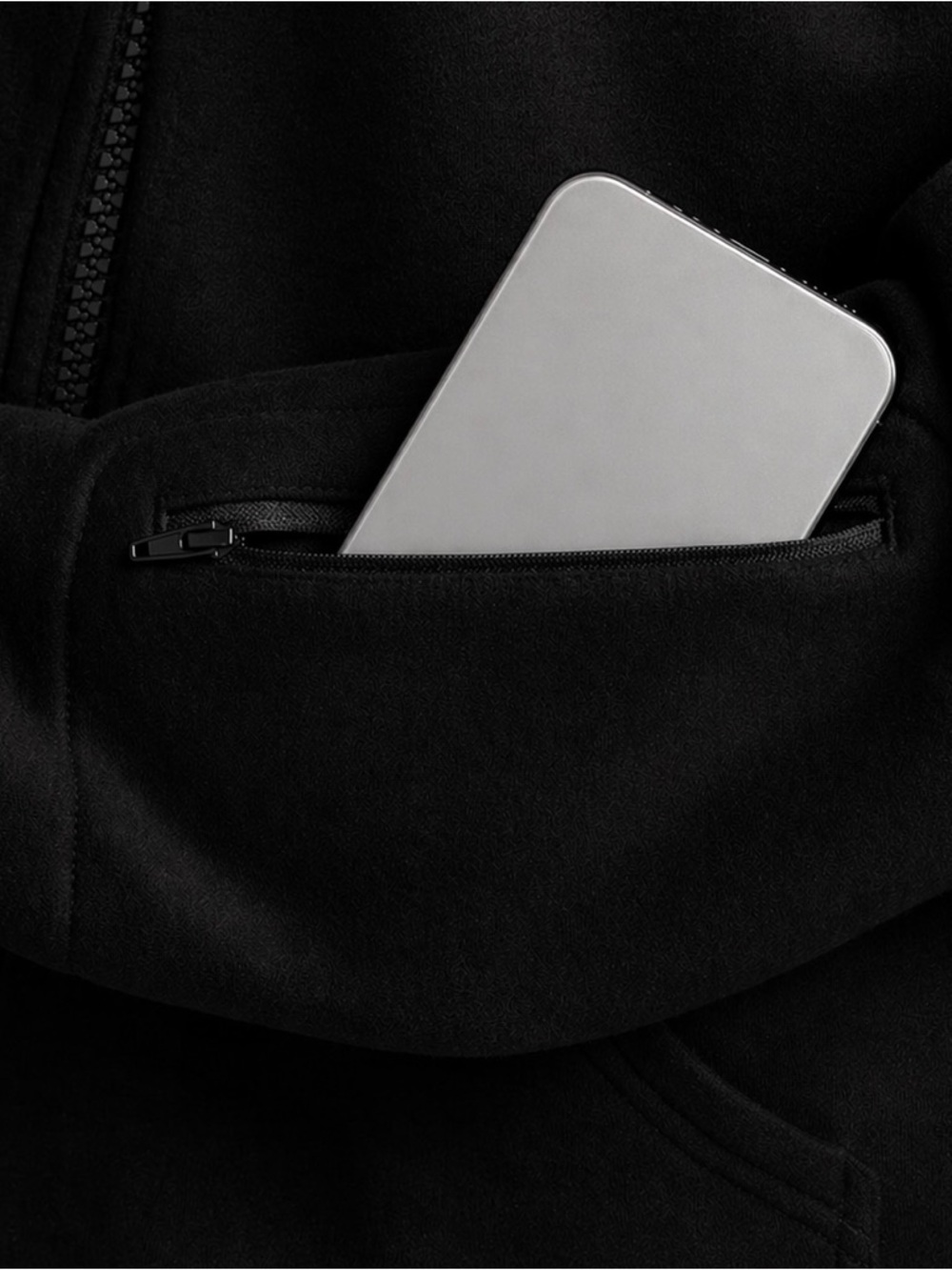 COMFRT Travel Essentials Zip Hoodie Sweatshirt w/ Zip Pockets - Obsidian / Black - Picture 5 of 9